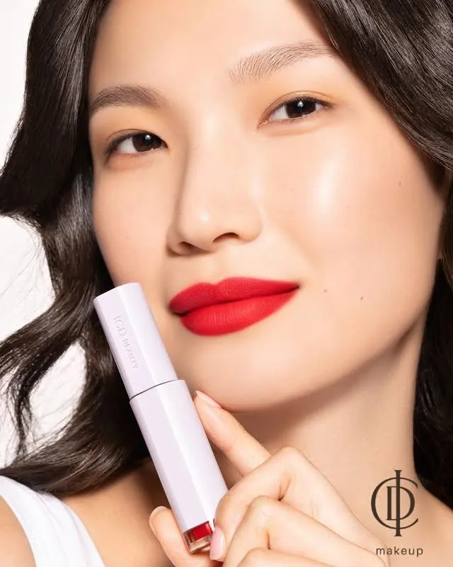 Model wearing ICD Butter Lip Tint Velvet Matte